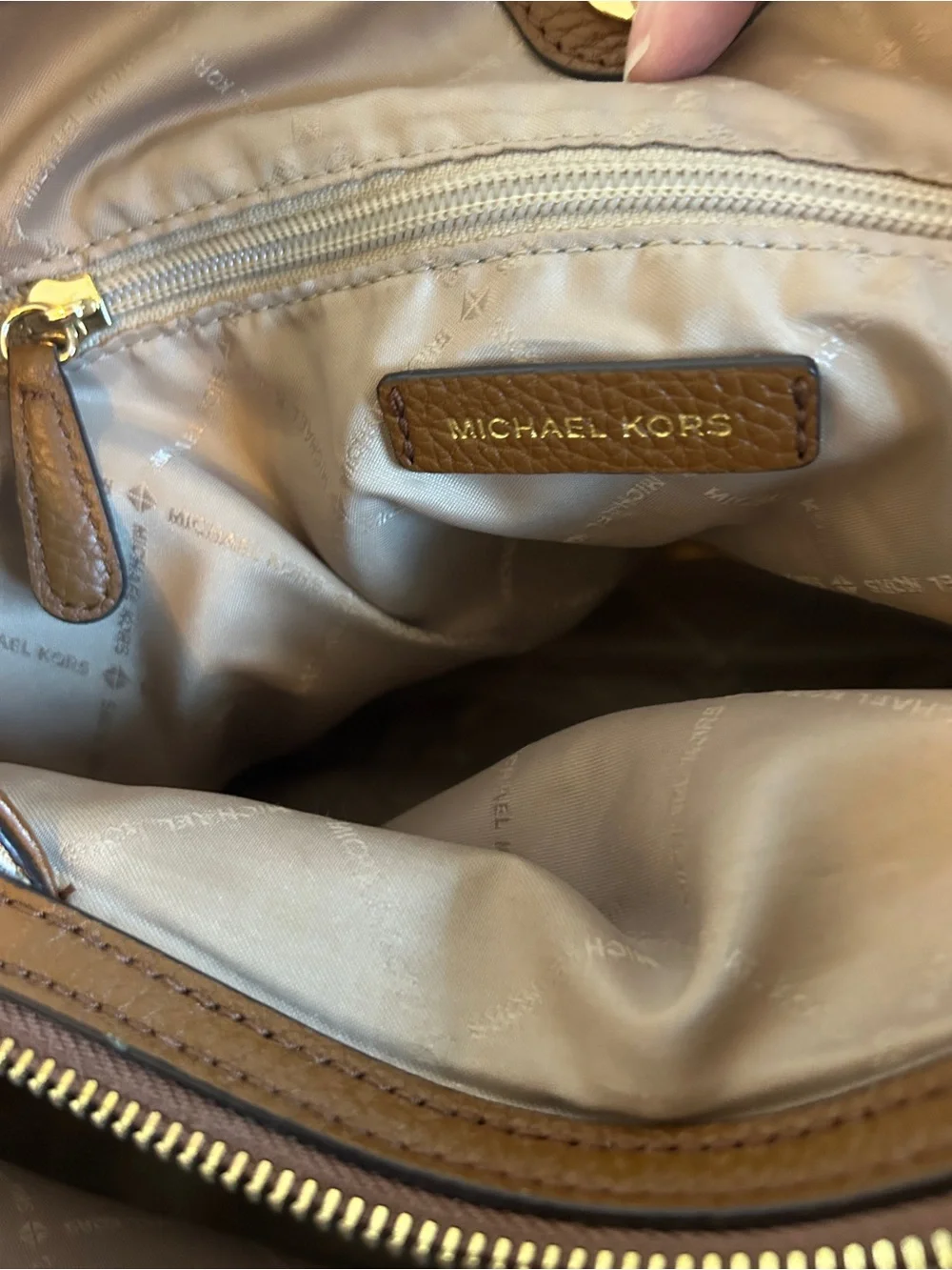 Michael Kors Cream and Brown Logo Tote Shoulder Bag